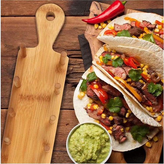 Luxe Bamboe Tacohouder met Tang voor 8 Taco's