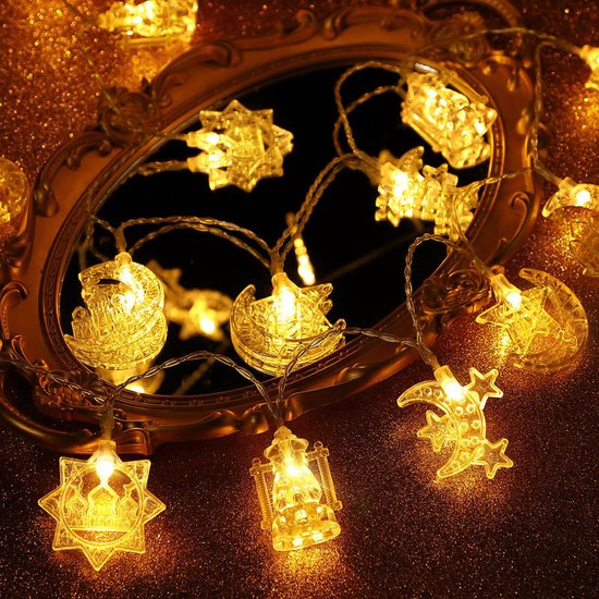 Magische LED-Lichtslinger 2m, 10 Sterren & Manen Warm Wit li