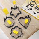 Ei ringen 4 stuks RVS met siliconen handgreep antiaanbak