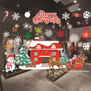 Kerst Raamstickers met Kerstman ,kerstbomen en sneeuwpop - Herbruikbaar & Statisch Hechtend - 50x35.5 cm