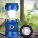 Multifunctionele Solar LED Campinglamp met Handvatten - IP10 - USB-lader en Powerbank-blauw