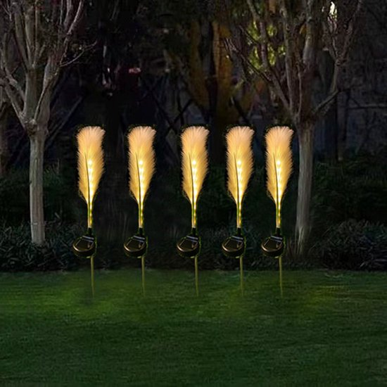 LED zonne-energie rieten lamp - Decoratieve en energiezuinige lamp voor uw tuin, patio of veranda- warm licht