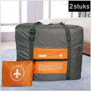 2 Stuks Draagbare opvouwbare opbergtas -Handbagage Reistas-Grote capaciteit 32Liter-oranje