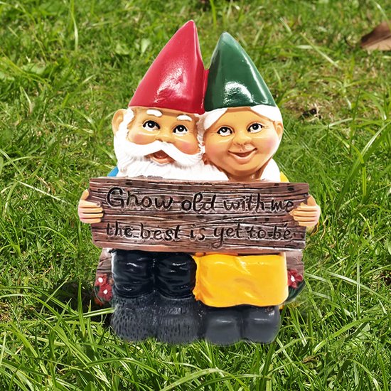 Liefdevolle Tuinkabouters - Een Symbolisch Ornament van Liefde en Geluk 11.5x7x15.5cm