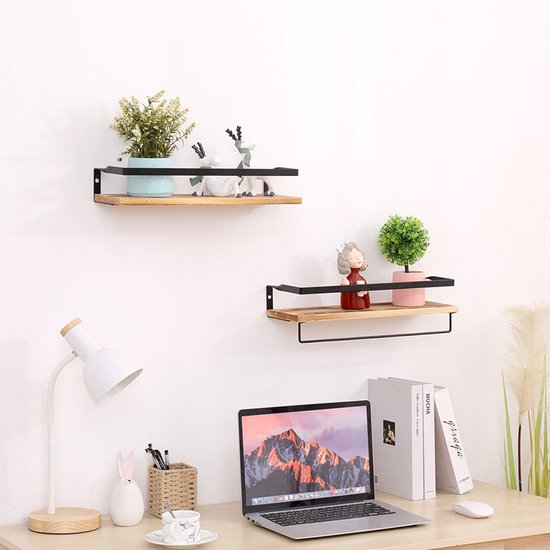 Wandrek 2-lagen met handdoektang voor badkamer - Zwart/Bruin