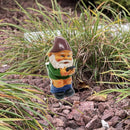 Grappige Kabouter Tuinornamenten-Kabouter op het Toilet met Mobiele Telefoon 5*7*12,5cm