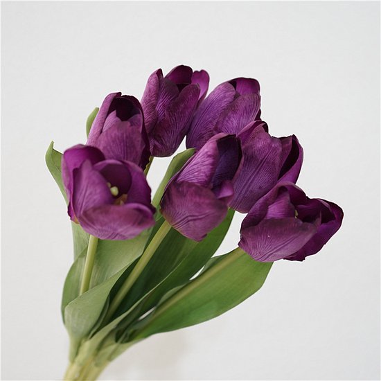 Merkloos 10 stuks Kunsttulp - Realistisch, Duurzaam, Paars
