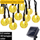 Lichtsnoer op zonne-energie 6,5m - 30 LED glasbollen warmwit