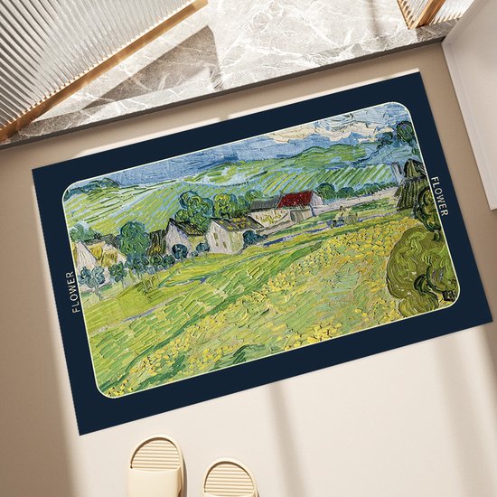 Kunstzinnige Antislip Badmat - Vincent van Gogh's "Les Vessenots à Auvers" - Luxe Siliconen Diatomeeënaarde Mat - 39,5x59 cm