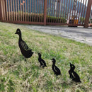 4-delige metalen eendenfamilie tuindecoratie, weerbestendig