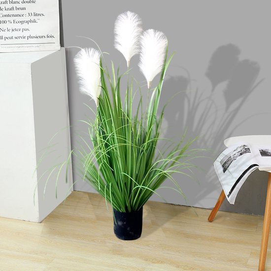 Unikorf Kunstplant Pampasgras 90cm - Wit & Onderhoudsvrij