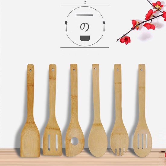 6-delige Complete Keukenset van Duurzaam Bamboe - Met Handig