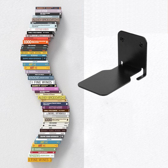 Zwevende Boekenplank Onzichtbaar - Metalen Wandplank voor Boeken - Draagvermogen 13,5kg - Zwart - 10,5x6x6,6 cm