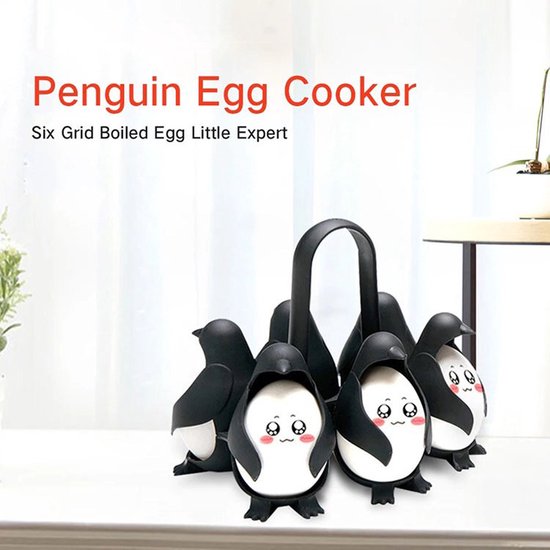 Pinguïn eirhouder met opvallend design-eierkoker-zwart