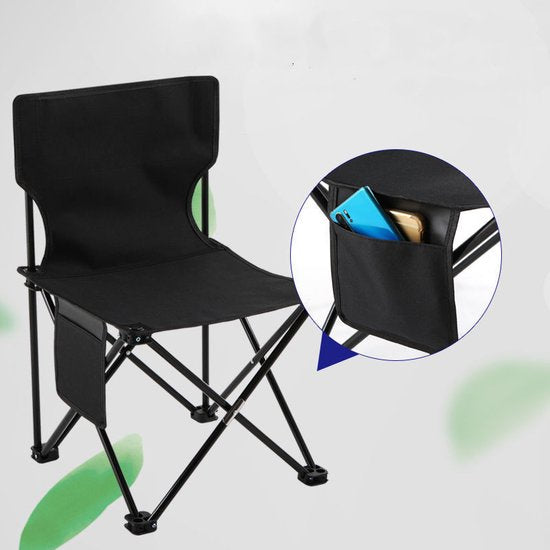 Campingstoel - Vouwstoel Visstoel – met gratis draagtas- zwart - Tot 150Kg - 41x41x72 zithoogte ca. 39cm