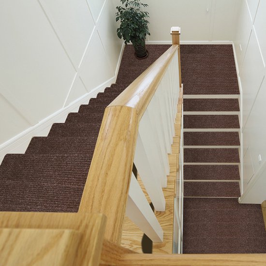 15 stuks Luxe en Trendy Trapmatten voor binnen - Stijlvol Design-Zelfklevend en Antislip-donkerbruin 75.5x20CM