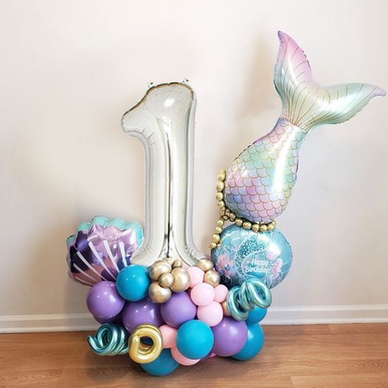 Unikorf Zeemeermin Ballonset 1 Jaar Themafeest Decoratie