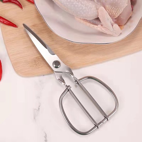 2stuks RVS Multifunctionele Keukenschaar - Efficiënt Knippen en Bereiden, Ideaal voor Vlees - Duurzaam, Scherp en Ergonomisch