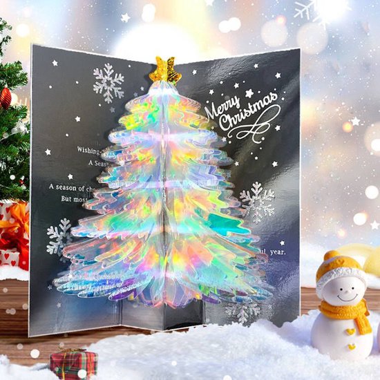 2 STUKS Betoverende 3D-Kerstboom Pop-up Kaart - Stuur een Magische Kerstgroet-blauw