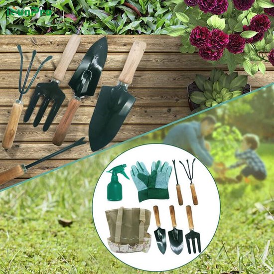 Complete 8-delige Tuingereedschapsset met handige draagtas voor Een Bloeiende Tuin-Duurzaam, Roestvrij Staal en Ultiem Gemak