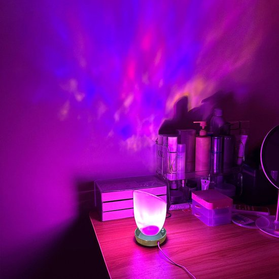 Betoverend nachtlampje met draaiende watergolf patronen en afstandsbediening -16 kleurcombinaties -USB-voeding - Sfeervolle verlichting - Hoefijzervormig design