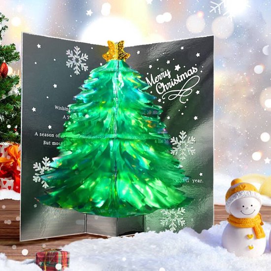 2 STUKS Betoverende 3D-Kerstboom Pop-up Kaart - Stuur een Magische Kerstgroet-groen