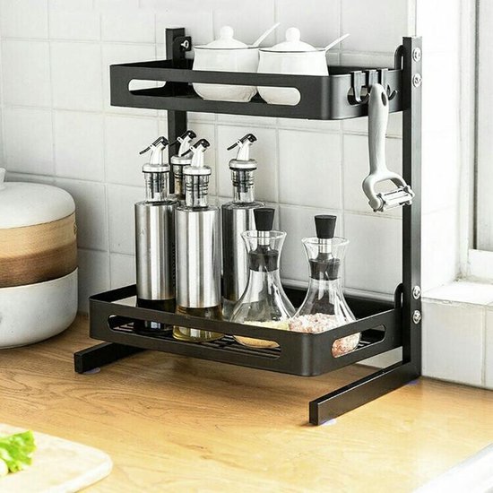 Multifunctioneel 2-laags Keukenrek - Zwart