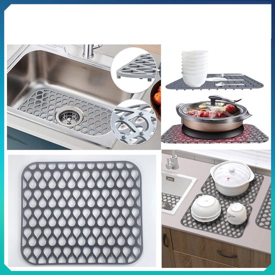 Holle gootsteen afvoermat grijs 35cm*30cm