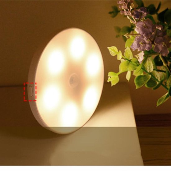 Draadloze LED-plaklamp (12 mm dik) met bewegingssensor, timer en oplaadbare batterij - oogbeschermend en dimbaar met warm-witte gloed (2700 K) - perfect voor kamer en kastverlichting 's nachts en als cadeau voor speciale gelegenheden