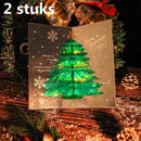 2x 3D Kerstboom Pop-up Kaart - Magische Groet Groen