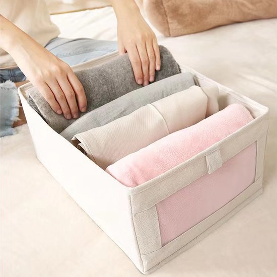 2 Opvouwbare Kleding Opbergdozen met Kijkvenster - Beige