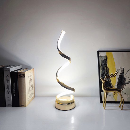 Elegantie verlicht- Dimbare LED Tafellamp met Spiraalvormig Design - Perfect voor Elk Interieur-Duurzaam, Stijlvol, Aanpasbaar