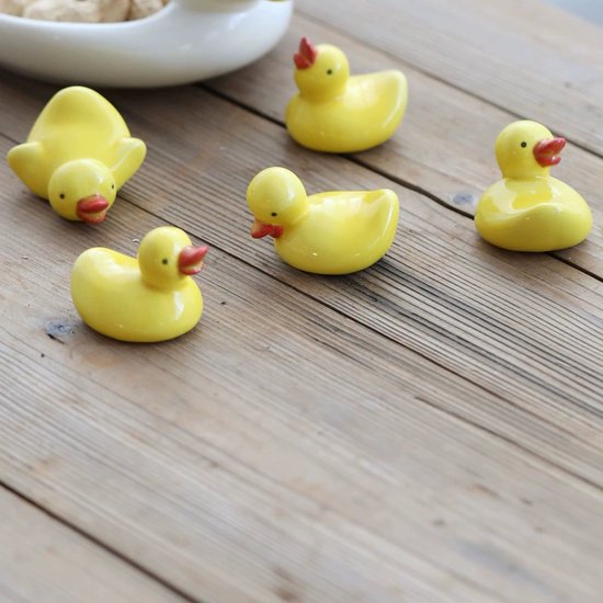 Set van 5 Gele Eend Keramische Eetstokjeshouders