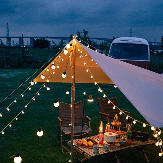 LED bal lichtsnoer warm wit 12m 100 lichtjes bal USB 8 functies afstandsbediening