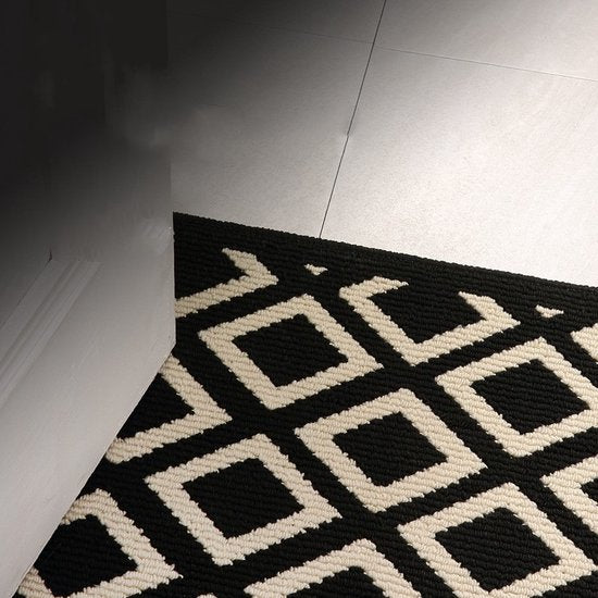 Merkloos geometrische antislip deurmat 60x90cm zwart/beige