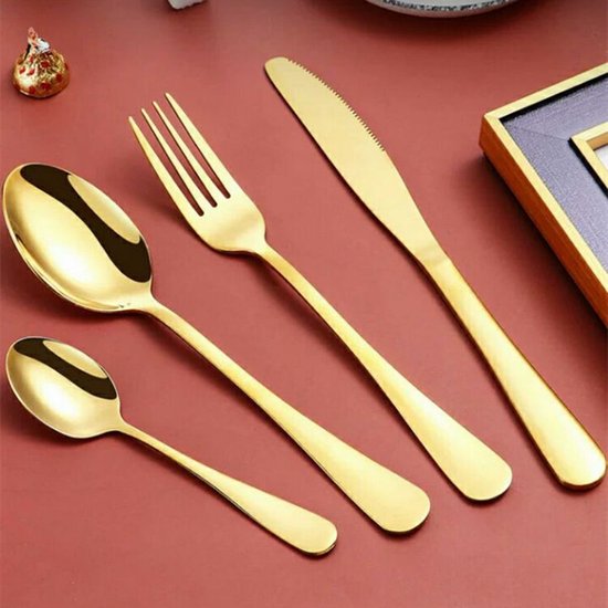 Roestvrijstalen bestekset 24-delig met koffer - Goud