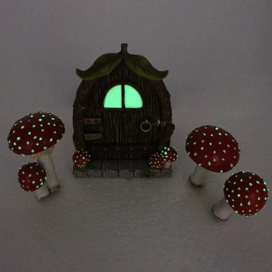 4 delige Super schattig kabouter sprookje huisje- tuindecoratie-met Lichtgevende ontwerp