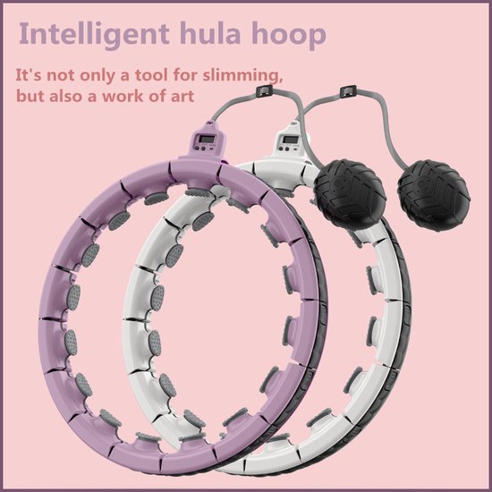 Verstelbare Fitness Hoelahoep - Hoelahoep - weighted hula hoop - Volwassenen Hoelahoeps - Wit - 2 kg