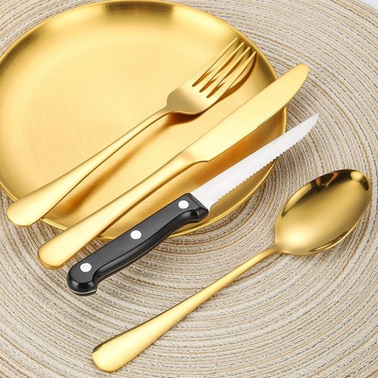 11-delig RVS Bestekset voor Picknick en BBQ - Goud, 2 Personen
