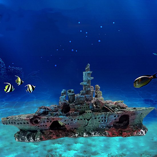 Aquarium decoratie Slagschip 2 Realistische hars ornamenten