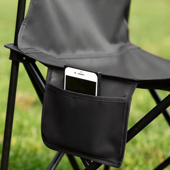 Campingstoel - Vouwstoel Visstoel – met gratis draagtas- zwart - Tot 150Kg - 41x41x72 zithoogte ca. 39cm
