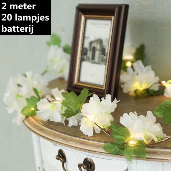 Led lichtketting wit hortensia 2 meter 20 lichts