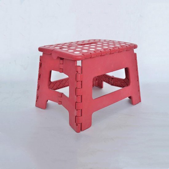 2 Stuks verdikt kunststof opvouwbaar krukje -Lichte Draagbare-Met Antislip Oppervlak-rood 29x22x22cm