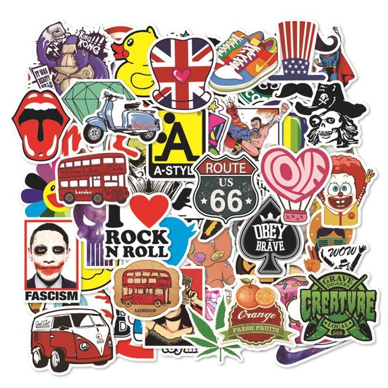 200 stuks - hoogwaardige kwaliteit graffitistickers - waterdicht en weerbestendig - voor laptops, koffers, koelkasten, kleerkasten - waterdicht en weerbestendig