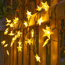 Tuinverlichting met sterren slinger Op Zonneenergie-12meter lang 100 LED lichtjes- 8 knipperende modi-warm wit licht