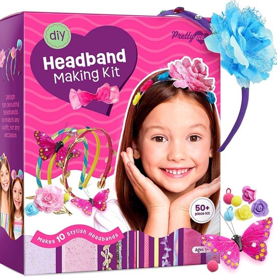 DIY Haarband Knutselset voor Kinderen – Complete Creatieve Haaraccessoire Set – Maak 10 Unieke Haarbanden – Cadeau voor Meisjes – 50+ Onderdelen