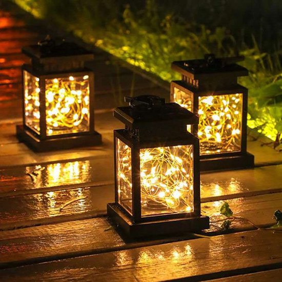 Zonne-sterrenpaleislantaarn koperdraad Sterrenpaleislantaarn warm licht 30 kralen