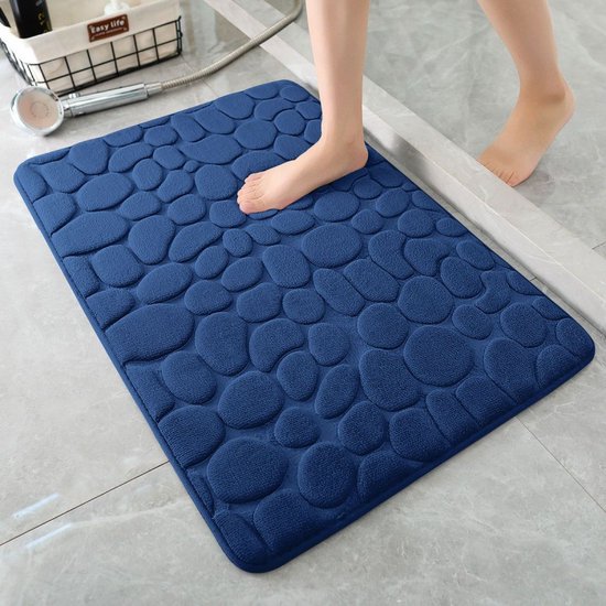 Luxe badkamermat 50x80 cm donkerblauw - Comfort & waterabsor
