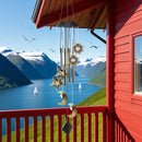 Zonne-maanwindgong met ronde buis Zon, maan en sterwindgong