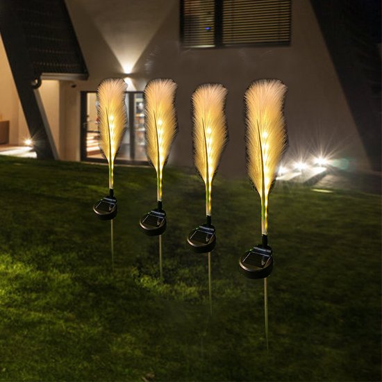 LED zonne-energie rieten lamp - Decoratieve en energiezuinige lamp voor uw tuin, patio of veranda- warm licht